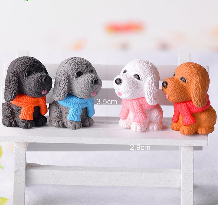 Wholesale Mini Fairy Garden Accessories Supplies Resin Animals Scarf Pet Dog Figurine Arts And Crafts Diy Landscaping Pot Bonsai Fairy Garden Ornament Pot Decorate Small Artificial Dog Terrarium Fairy Garden Kits Decoration